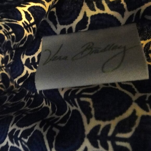 VERA BRADLEY Glenna Shoulder Bag Tote COBALT TILE Zipper Top Blue White Purse - Picture 15 of 15